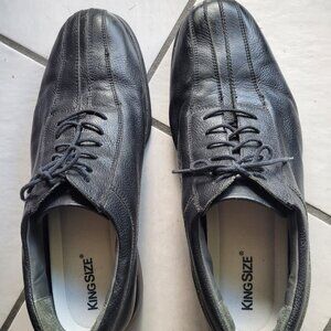 KingSize mens black leather shoes 16 W